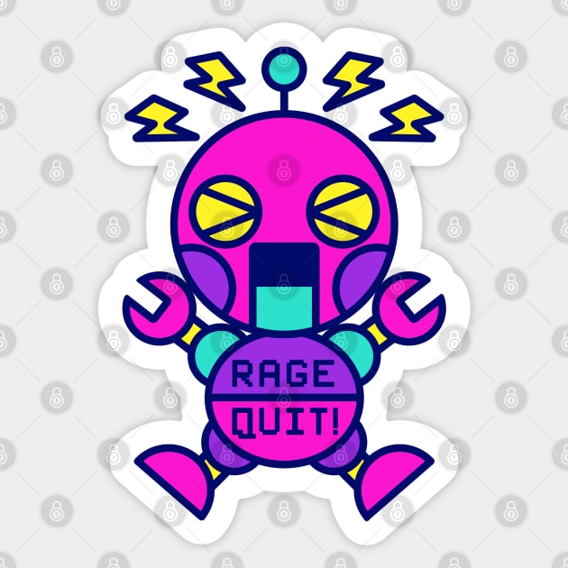 RAGE QUIT neon robot Sticker by Red_Flare_Art